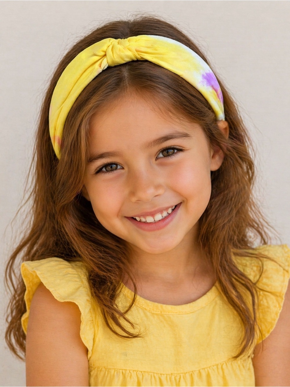 Tie Dye Knotted Top Knot Headband Yellow Purple Summer Pastel
